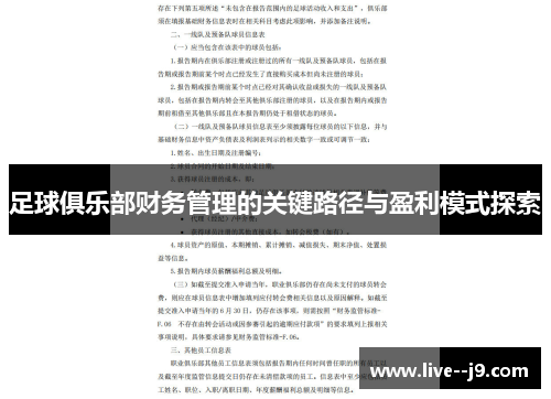 足球俱乐部财务管理的关键路径与盈利模式探索